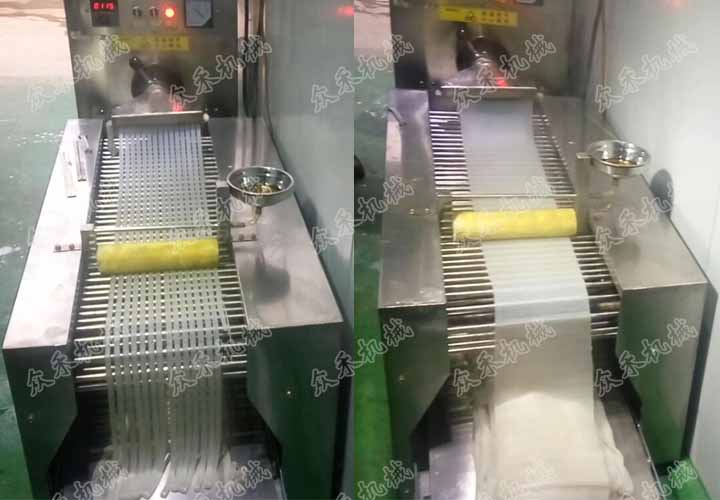 多功能折疊機(jī)生產(chǎn)出條與整張面皮效果